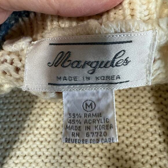 Margules Womens Vest Sweater Cardigan M Blue Knit Boho Fringes Grandmacore - Picture 7 of 10